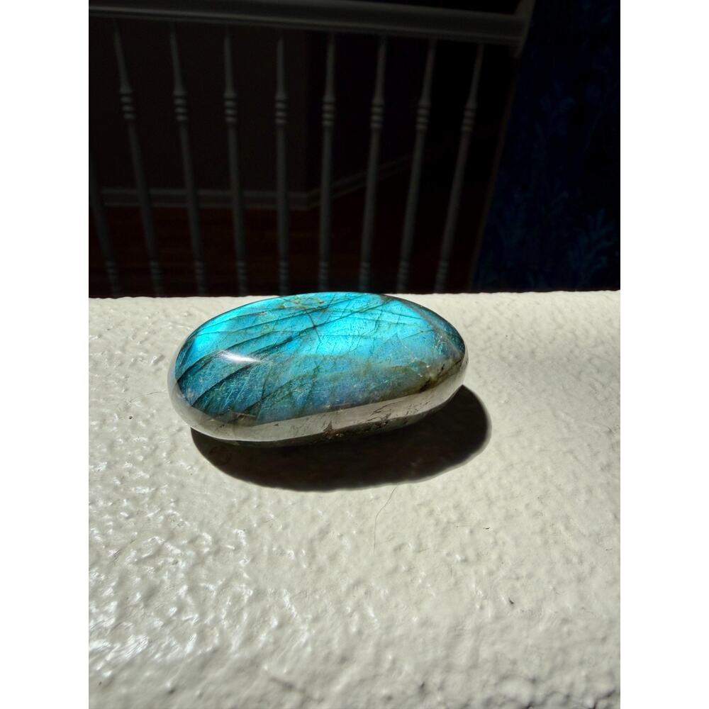Polished Labradorite Stone Blue Peacock Vibrant - 2.5 x 1.5 in - Picture 2 of 5